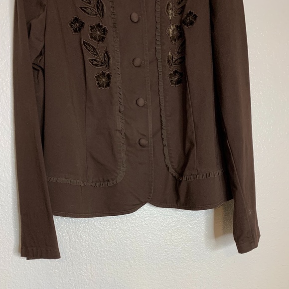 Talbots Womens Sz 18 Brown Blazer Jacket Coat Button Up Fabric Buttons Floral em - Picture 4 of 6